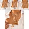 Collier Pendentif Croix Pour Femmes Avec Design Géométrique en Alliage Et Ornements Inspirés de la Nacre Pour un Style Mode Décontracté