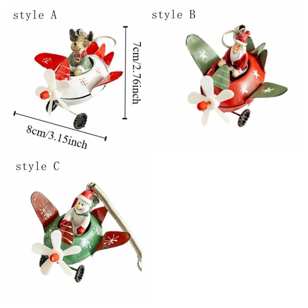 Cartoon Santa Reindeer Figurine Snowman/Elk Exquisite Iron Christmas Pendant Decorative Hanging Santa Claus Airplane