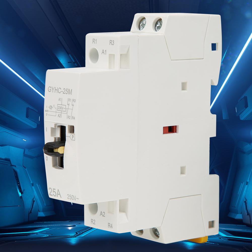 Contactor AC Casnic 2P 25A 220V 50Hz Montare pe Șină DIN cu Comutator de Control Manual