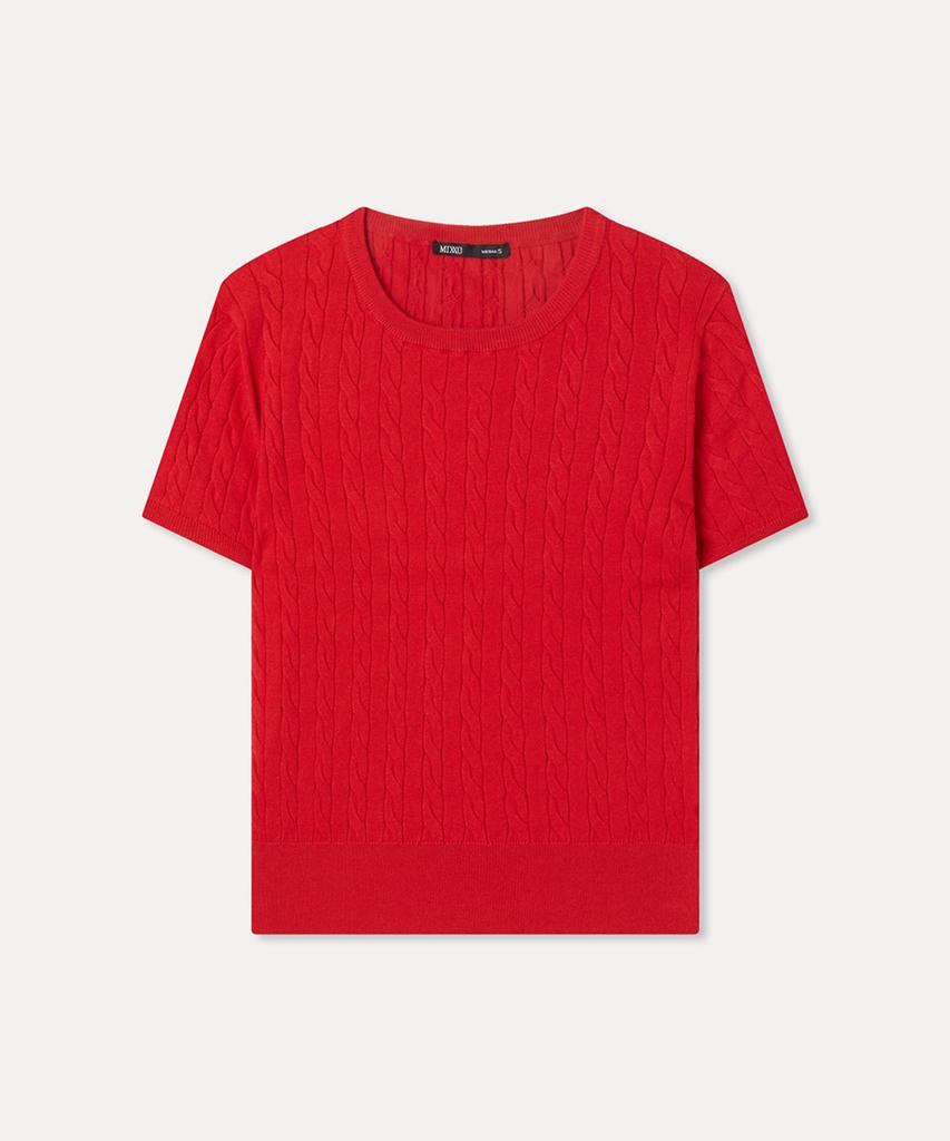 MIXXO [Essential] Cable Short Sleeve Pullover_Miwkag430T
