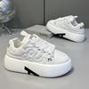 Fashion 2025 Autumn New Men's Sneakers Round Head Lace-Up Casual Shoes Solid Color Fashion Platform Trend Board Shoes zapatillas hombre