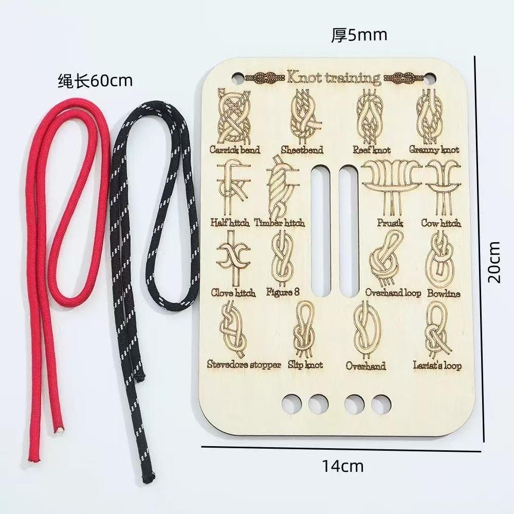 

Knot Tying Practice Board | Learn Square Knot & Rope Skills | Camping Survival Training Tool, Educational Gift червоний