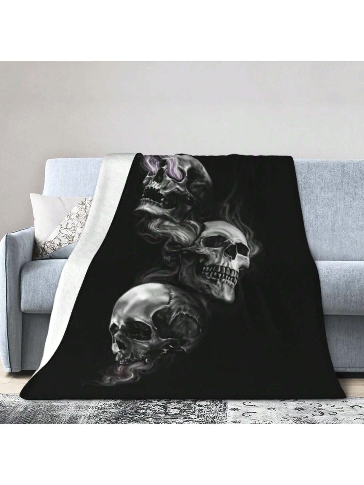 Skull Blankets For Women Men Cool Skull Throw Blanket Skull Fleece Blankets For Sofa Room 75X95CM