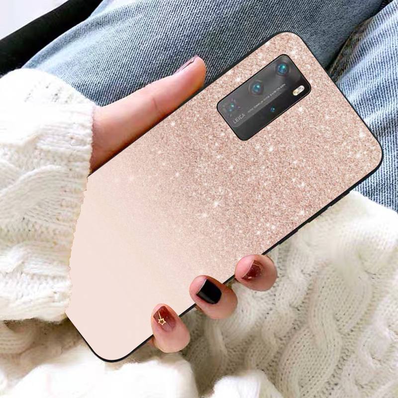Rose Gold Pink Glitter Phone Case for Huawei P30 40 20 10 8 9 lite pro plus Psmart2019
