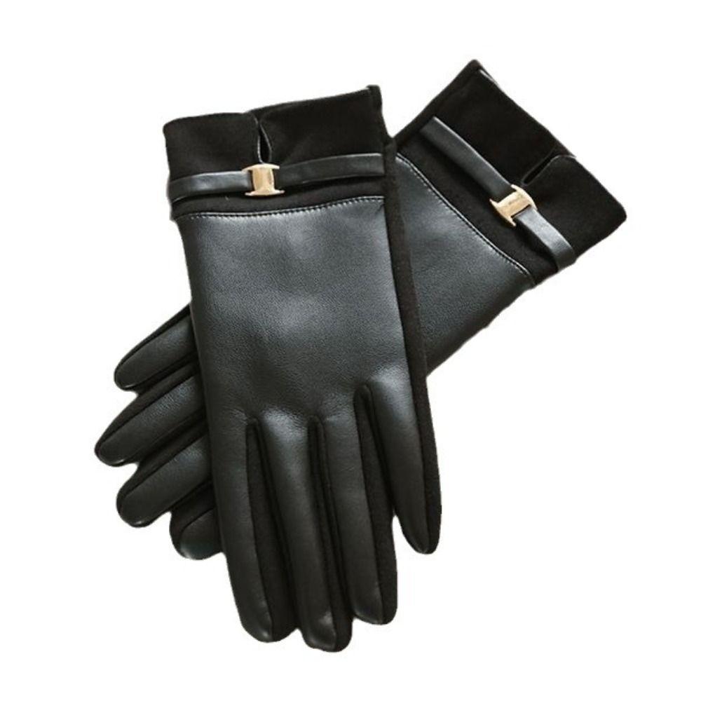 Full Finger Women Leather Glov Waterproof Winter Driving Gloves  Gloves  Motorcycle