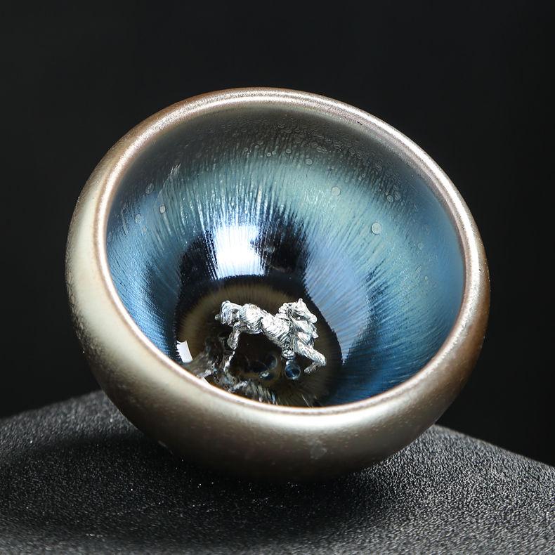 Chinese Jianzhan Teacup Creative 12 Zodiac Ceramic Tea Cup Stargazing Inlaid Animal Large Teacup