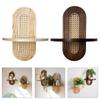 Stylish Rattan Wall Shelf With Wooden Arched Floating Display Stand For Home Decors Plant Decorative Items Hanging Shelf