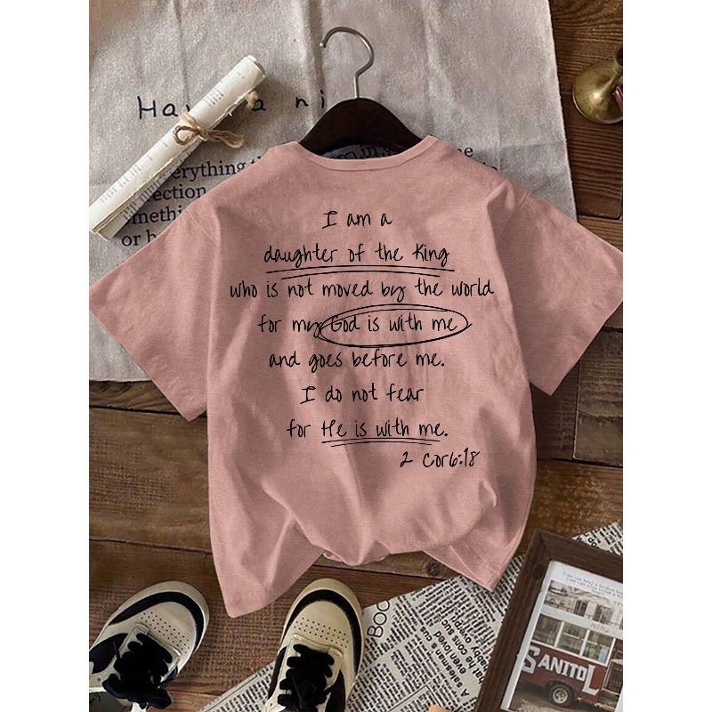 T-shirt con Stampa Grafica, Manica Corta Girocollo Top Casual per Estate e Primavera, Abbigliamento Donna