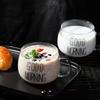 350ml Letter Printed Creative Transparent Glass Coffee Mug Tea Cup Drinks Dessert Breakfast Milk Cup Glass Mugs Handle Drinkware