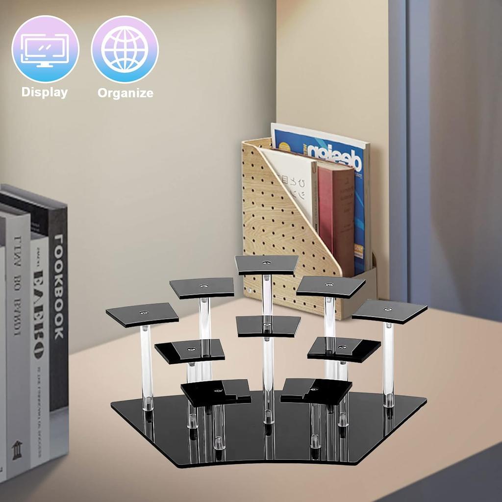 Acrylic Display Stands,10-Tier Action Figure Display Stand,Multilevel Acrylic Risers for Funko Pop Cupcake Dessert and Perfume Display,Display Risers