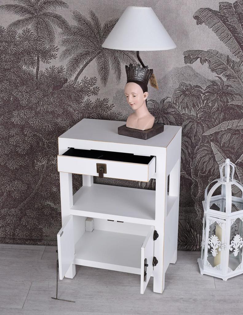 Wooden nightstand white console in asian style