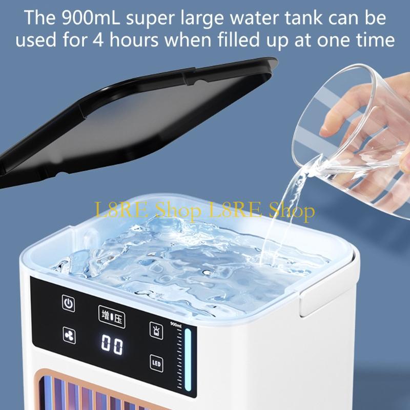 L8RE 3-Speed Portable Fan with Breathing Light Humidifying Air Conditioner Desk Fan