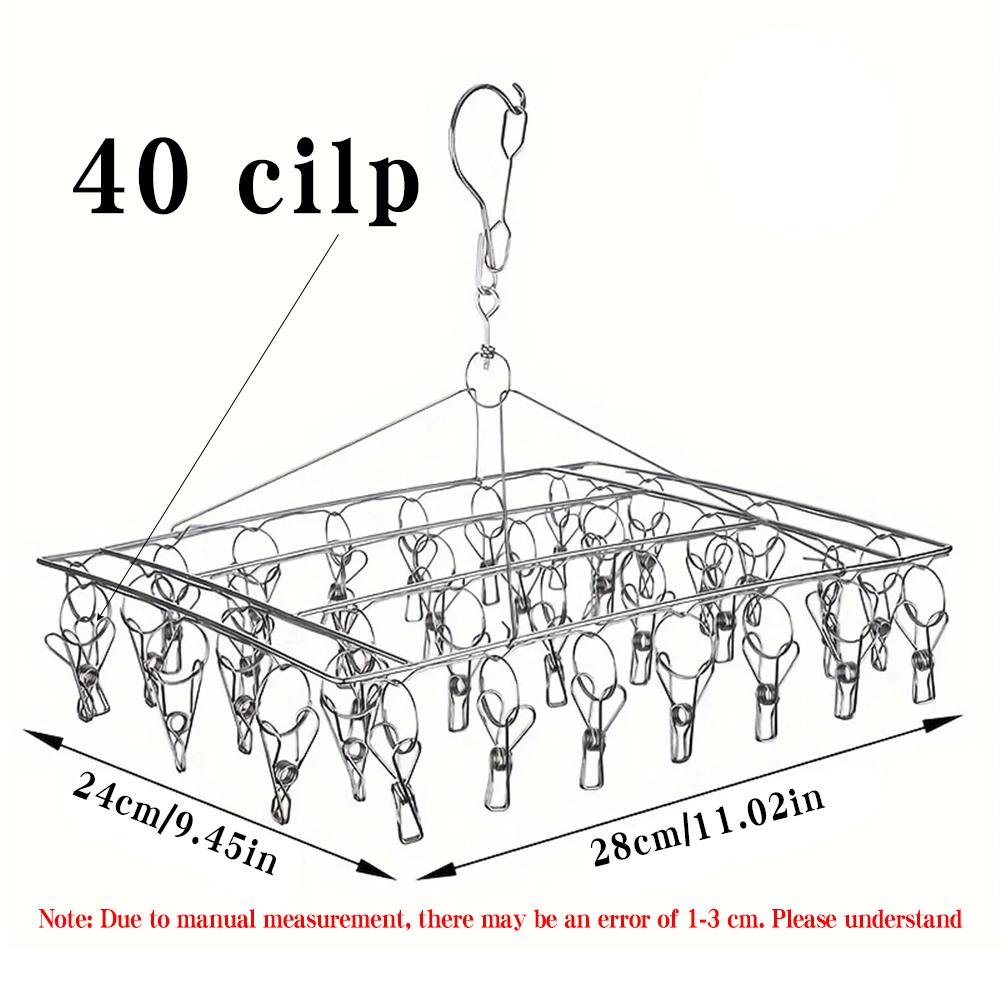 Wäscheständer aus Edelstahl mit Klammern - Platzsparende Aufbewahrung, Winddichtes Schlossdesign, Langlebiger Kleider- und Sockenbügel -