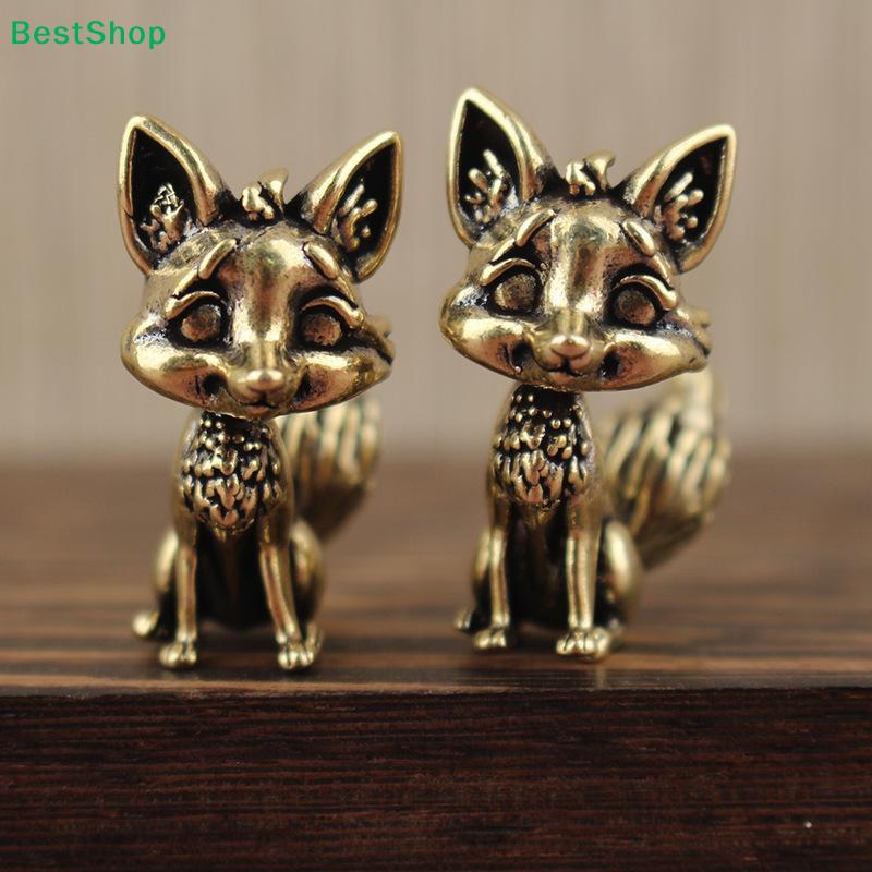 Vintage Brass Fox Figurines | Cute Animal Statues for Home Desk Decoration