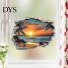 Easy Installation Wall Coverings 3D Beach Scenery Sticker, Sunset Coconut Tree Mural, PVC Waterproof Decal, Modern Interior Transformation Removable