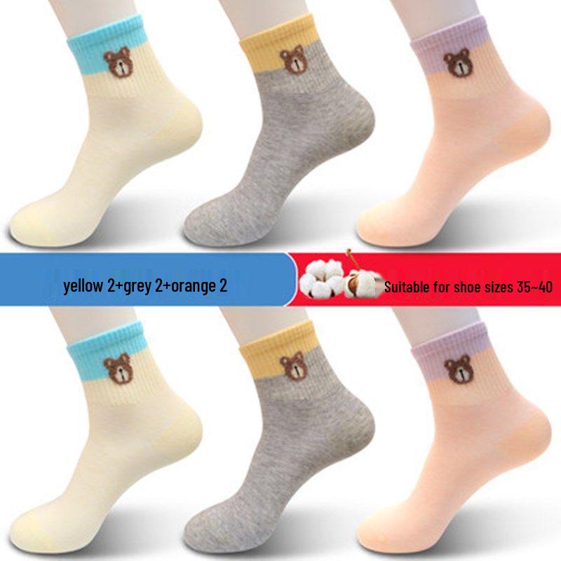 Langsha Women's Cotton Mid-Calf Socks - Autumn/Winter Breathable Odor-Resistant Chinese Style for All Seasons