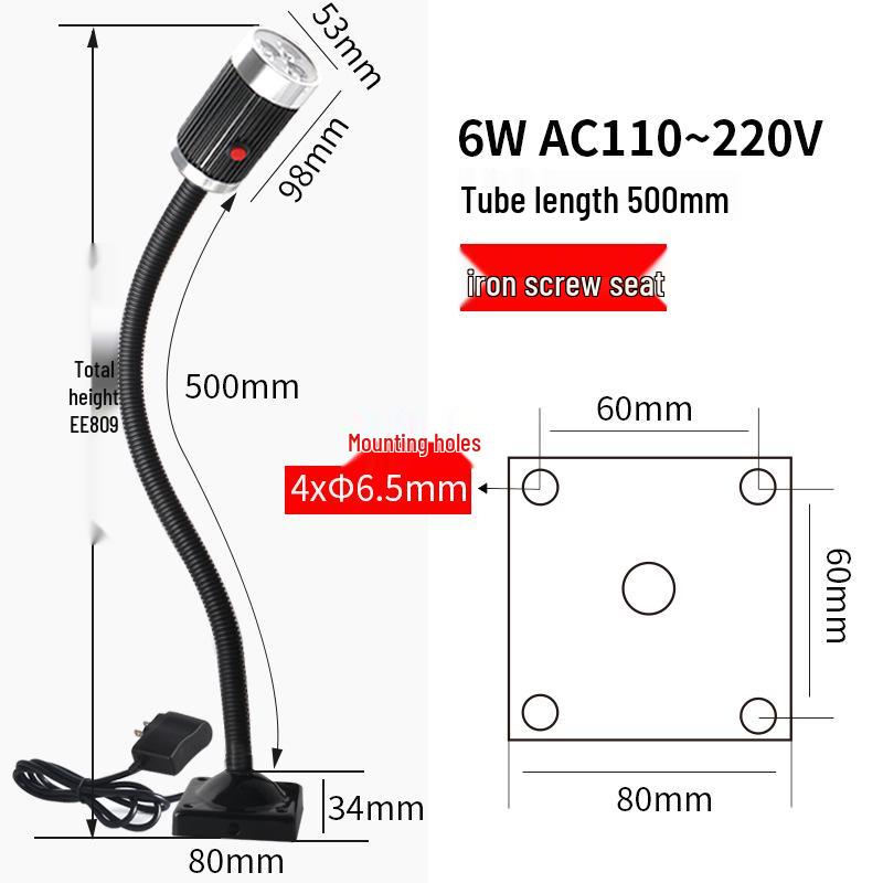 Nine Machine Tool Gooseneck Magnetic Work Light - 3W/6W/9W, 24V/220V, Strong Magnetic Base, Long Arm