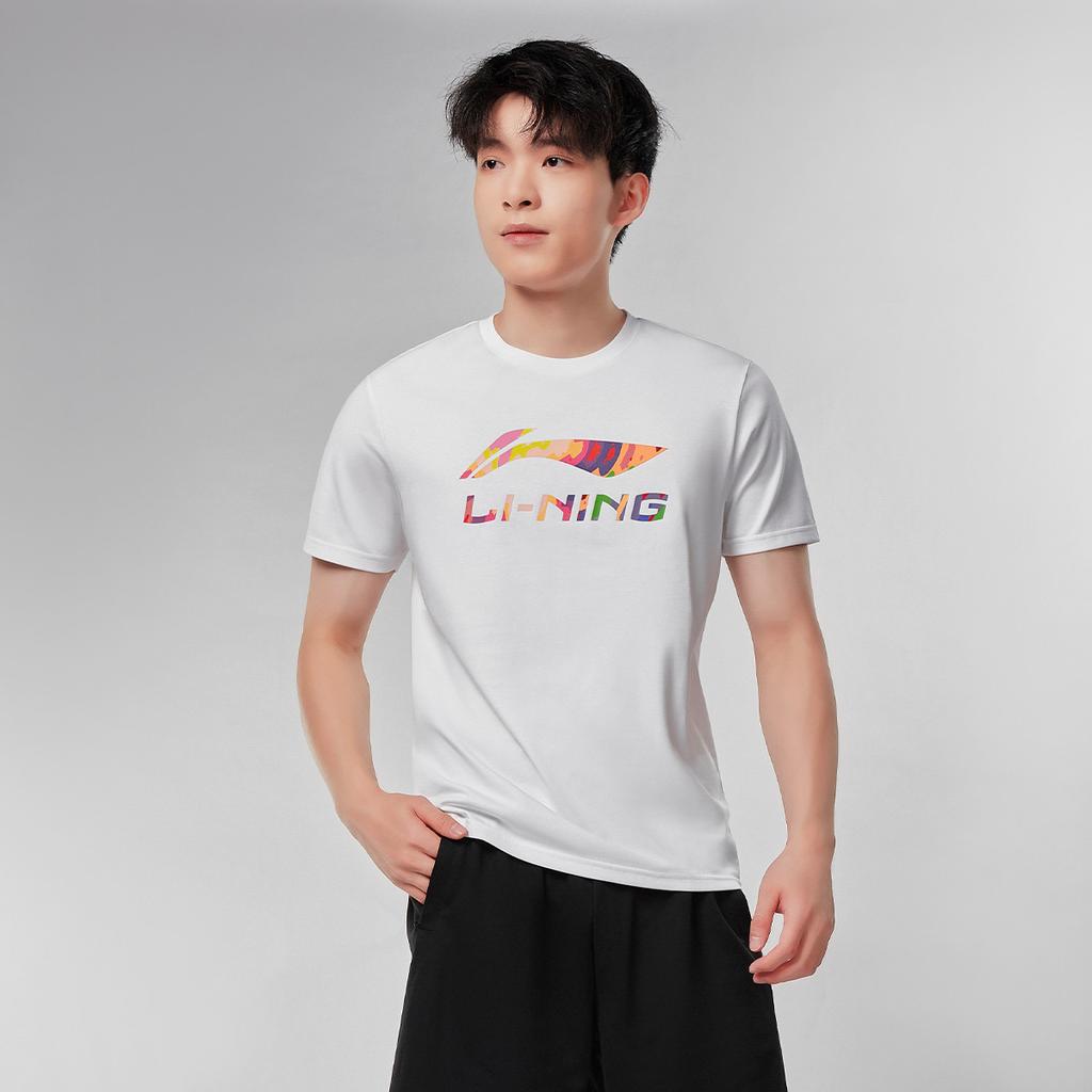 Li-Ning Buchstabenaufdruck Einfarbige Lockere Bequeme Freizeit-Kurzarm-T-Shirts Unisex Tops Weiß AHSVA77-2