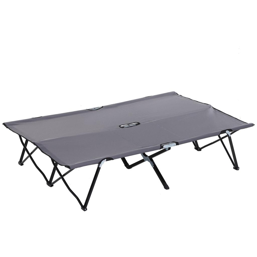 Double Camping Cot Bed, with Bag - Grey