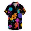 Summer New Plus Size Hong Kong Style Men's Shirt with Digital Printing Casual Short Sleeved Shirt for Men