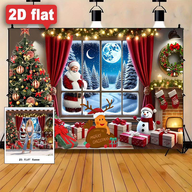 1Pcs Santa Snowman Gifts Snow Decoration Background bedroom Backdrop Decorations For Photo Studio Photo Booth Christmas Party