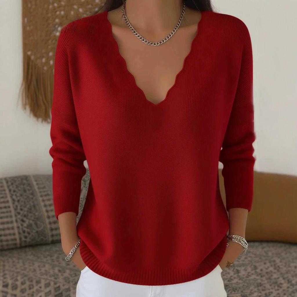 2026 V-Neck Loose Knit Sweater: European & American Style, Autumn/Winter, Solid Color, Casual Fashion Knitwear