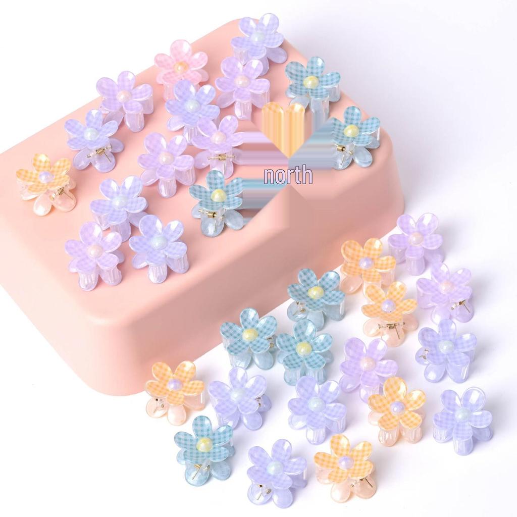 2.5cm Frangipani Grid Print Hair Claw Clip for Kids