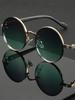 Individuality Anti-glare Sunglasses American Classic Metal Round Frame Sunglasses Punk Metal Wooden Leg Women's Sunglasses Men's Sunglasses