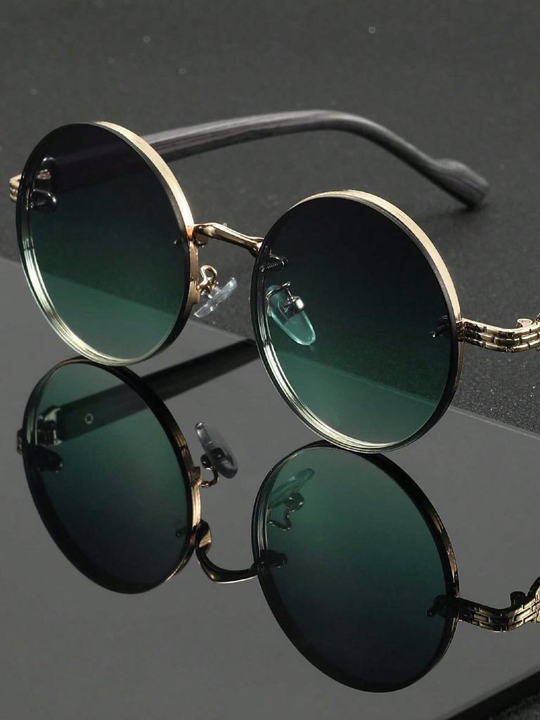 Individuality Anti-glare Sunglasses American Classic Metal Round Frame Sunglasses Punk Metal Wooden Leg Women's Sunglasses Men's Sunglasses