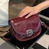 Top-layer Oil-Waxed Cowhide Leather Women's Messenger Bag, Fashiable and Elegant Clamshell Bag for Ladies Small Phe Purse