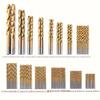 50pcs Titanium Coated High Speed Steel Drill Bits Hexagonal Shaft Straight Spiral Circular Twist Bits for Metal Wood Plastic