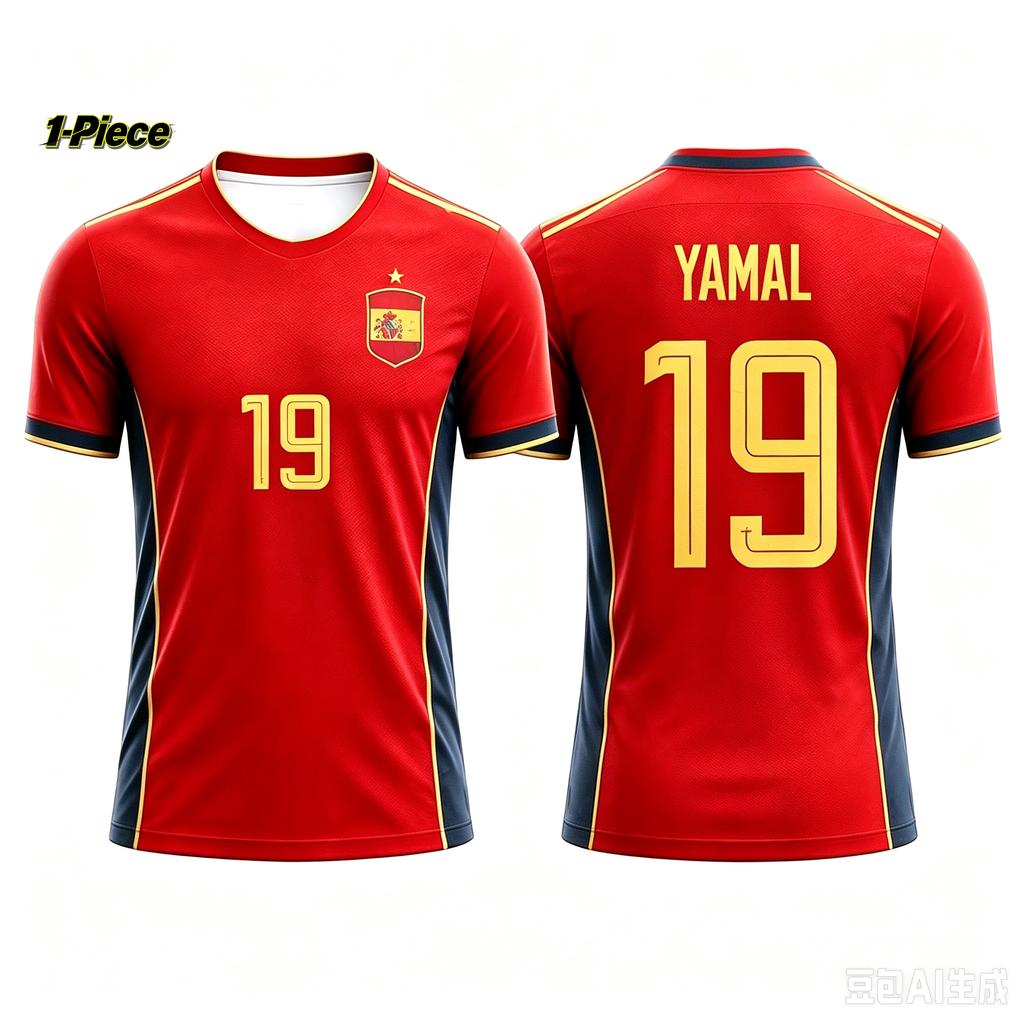 Kit Sportivo Asciugatura Rapida per Bambini Yamal Squadra Spagna Maglia Numero 19 Kit Sportivo da Ragazzo Nuovo Prodotto Per 2026 Set da Uomo e Donna