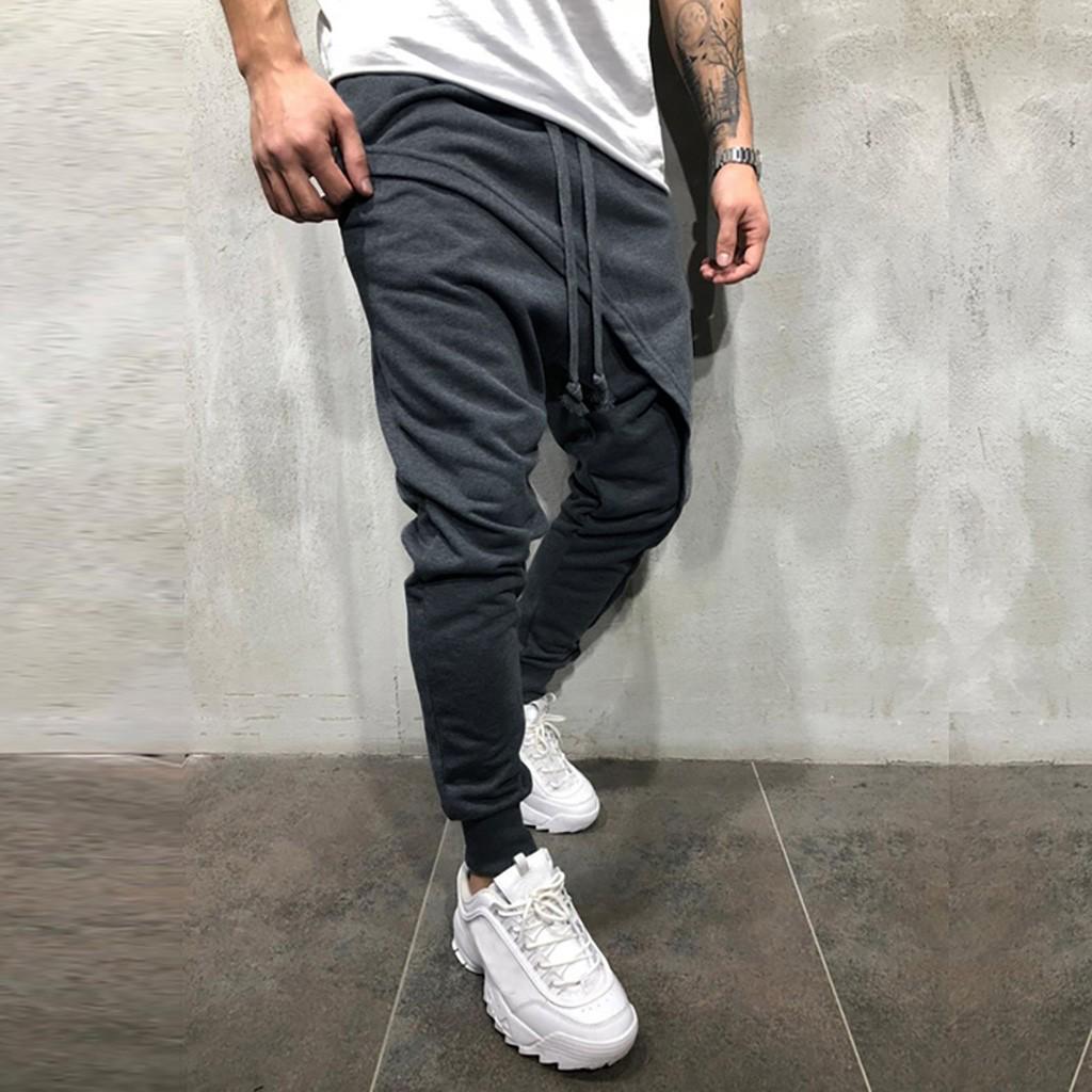 მამაკაცის საგაზაფხულო ზამთრის Joggers მყარი Patchwork Drawstring სპორტული შარვალი შარვალი შარვალი