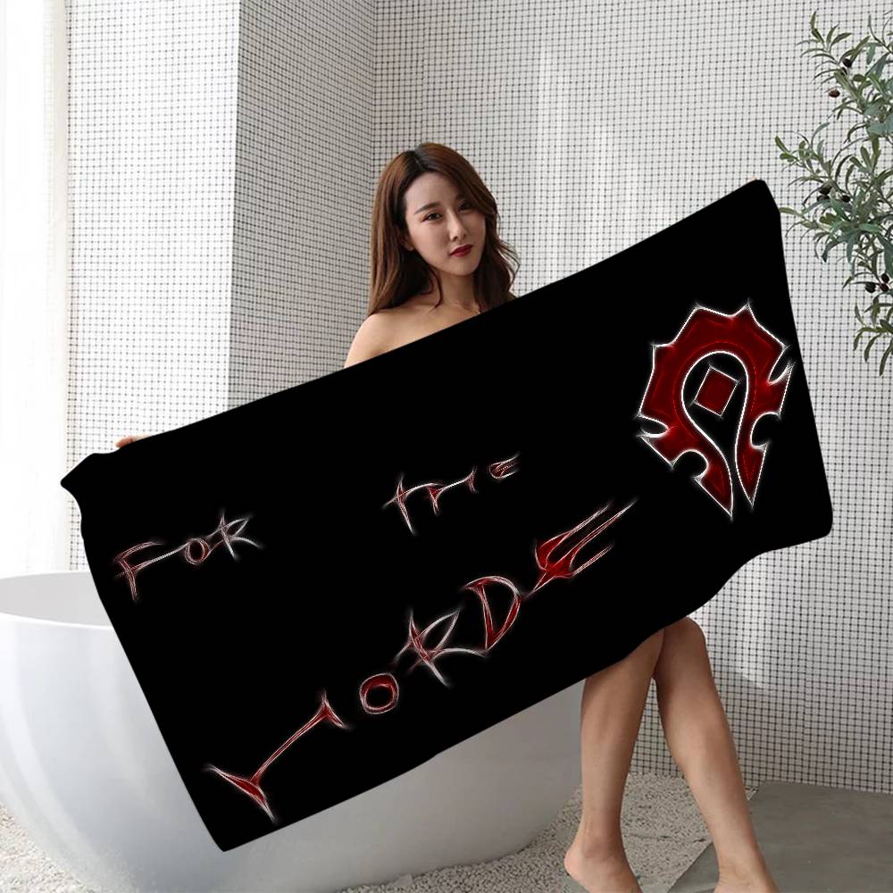W-World-Of-Warcraft Epic-Fantasy-MMO Microfiber Printed Beach Towel Mountain Climbing Yoga Beach Running Absorbent Soft Towel