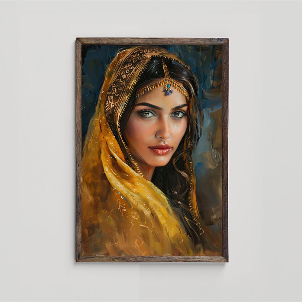 Indian Woman Portrait Prints Vintage Style Indian Woman Chai Break Art Print Poster Vibrant South Asian Home Decor Canvas Prints