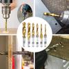 6PCS Hex Shank Tap Drill Bit Set High Speed Steel Spiral Threading Tapping Chamfering Bits