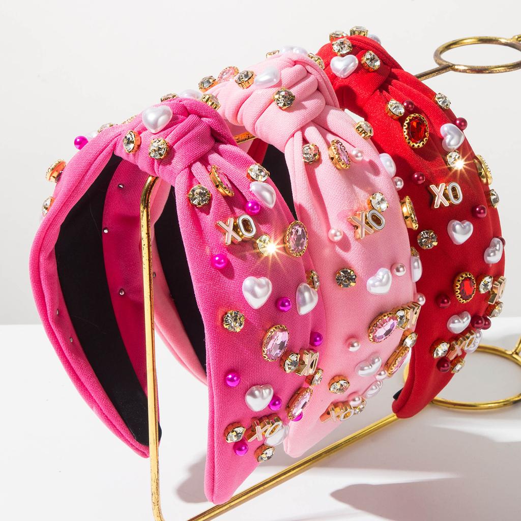 New Style Heart-shaped Hairband with Alloy Letters "XO" As Accessories, Wide-edge Knotting Headband Hair Accessory for Women
