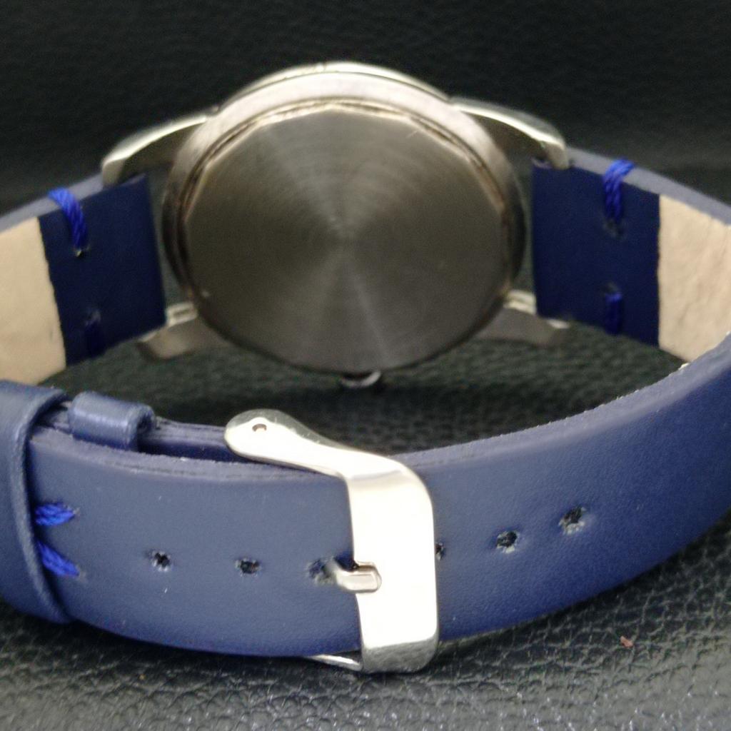 USED ENICAR STAR JEWELS HAND-WINDING SWISS MENS BLUE COLOR DIAL WATCH A431425-2 R107-a431425