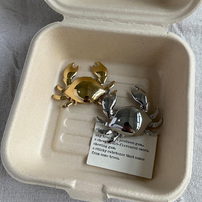 Kreative Minimalistische Einzigartige Metallkrabbe Brosche Exquisite Anzug Jacke Anstecknadel Zubehör