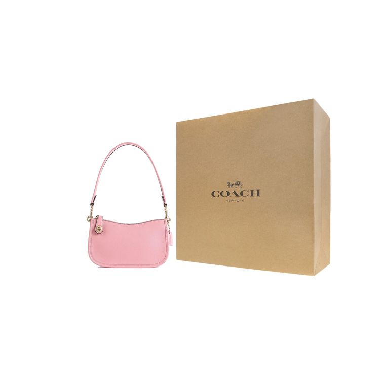 Coach Swinger 20 Zipper Closure Pebble Leather Shoulder Bag Women Shoulder Bag Pink C2643-B4S9M