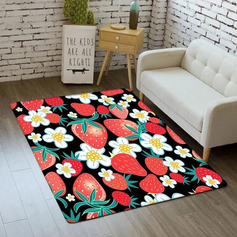 Strawberry Series Carpet for Living Room Decoration Home Sofa Coffee Table Area Rugs Non Slip Bedroom Hallway Floor Mat Washable