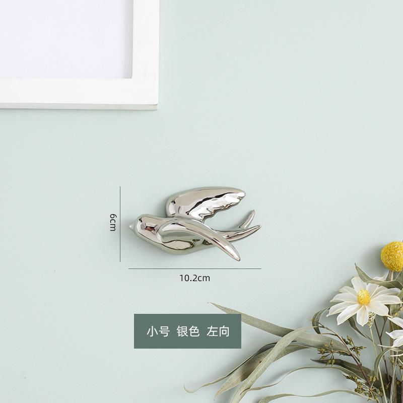 Ceramic Handicrafts Background Wall Decoration Golden Bird Three-dimensional Pendant Swallow Sculpture Home Decoration