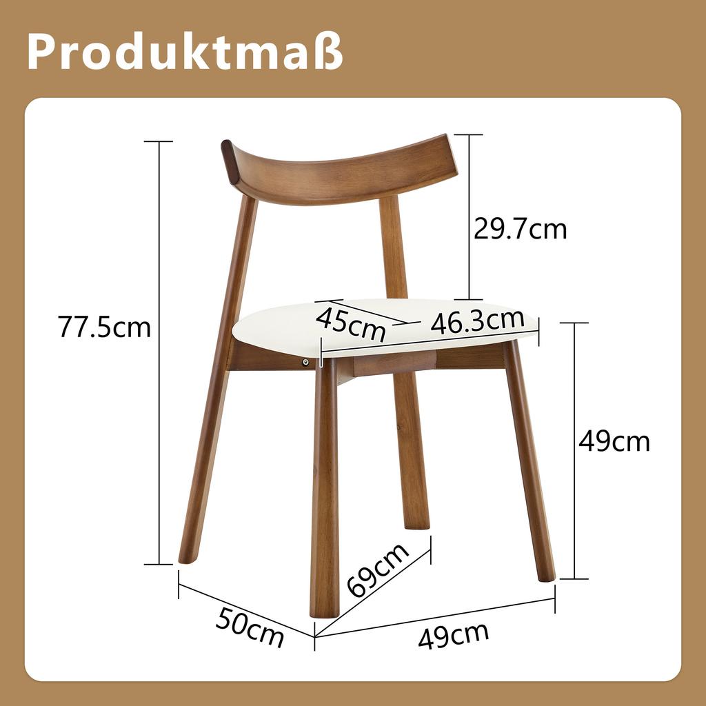 Set of 2 Dining Chairs with Wooden Frame, Upholstered Chairs with Ergonomic Backrest, Chairs for Dining Room Living Room, Chairs Only Without Table