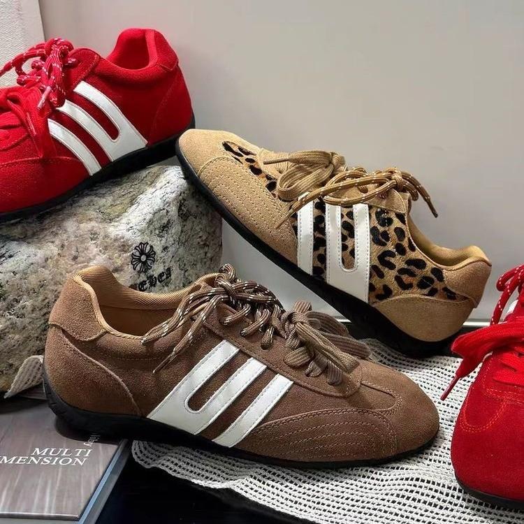 Retro leopard print German training shoes women's 2025 new trend fashion breathable casual light and comfortable sports board shoes women's shoes