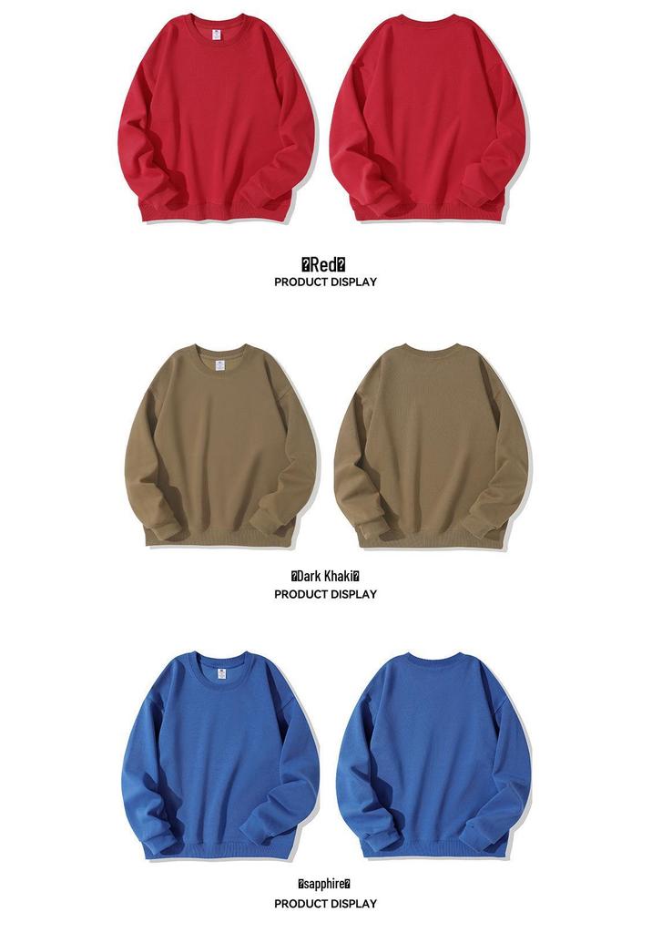 2026 Autumn Unisex 300g Cotton Round Neck Drop Shoulder Sweatshirt - Loose, Comfortable, and Skin-Friendly
