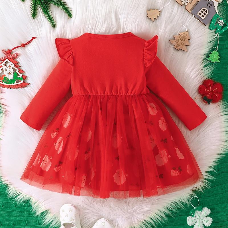 Baby Weihnachtskleid für Mädchen Cartoon Weihnachtsmann Kleider Festival Party Kleid Frohe Weihnachten Babykleidung Mädchen Weihnachtskleid