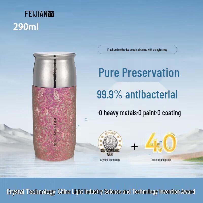 Feijian Double-Layer Insulation Tea Mug with Dual Lids
