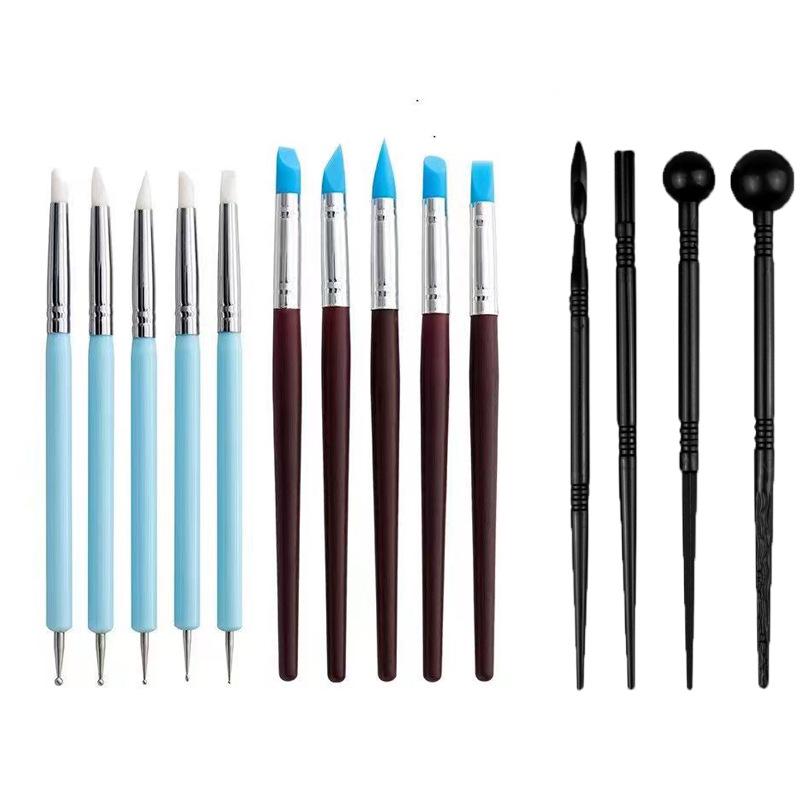 14-Piece Polymer Clay Pottery & Nail Art Silicone Pen Set with Soft Tip for Painting, Mark Removal, and Modification