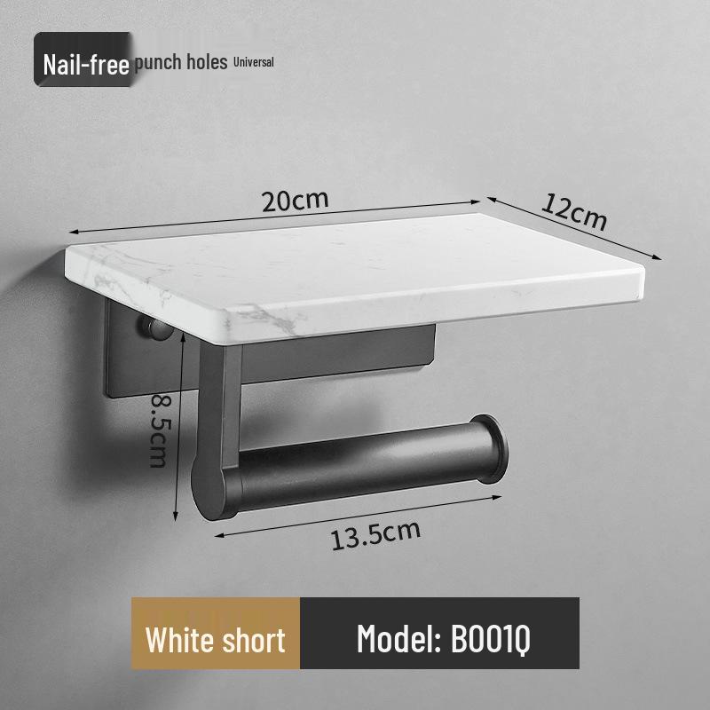 Elegant Marble Tissue and Phone Storage Rack - No-Drill Bathroom Toilet Paper Holder