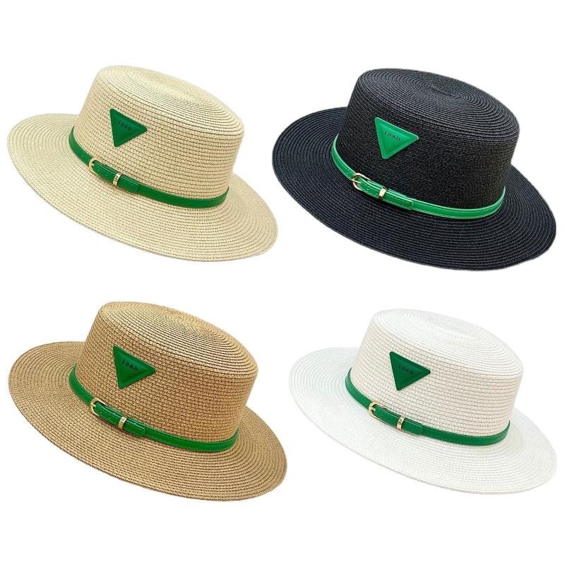 Summer Beach Straw Hats Women Foldable Big Wide Side Casual Female Hat Sunshade Flat-topped Top Cap Travel for Sun Cap